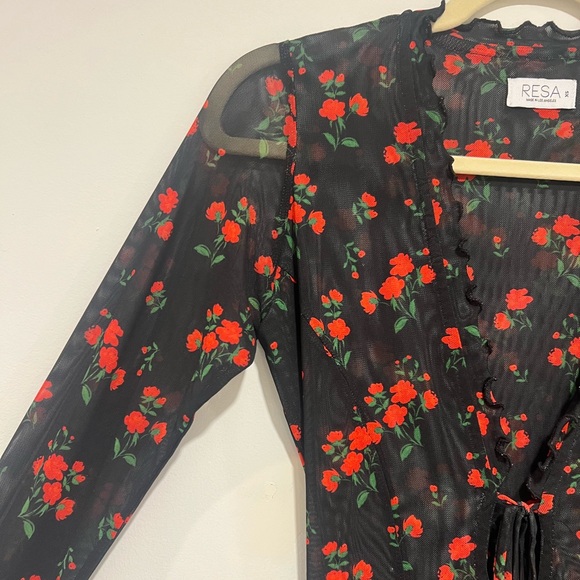 RESA Black Dress with Red Floral Design - Picture 4 of 13